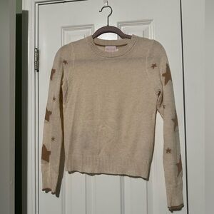 Brodie XS Cream Cashmere Sweater with stars on the sleeve